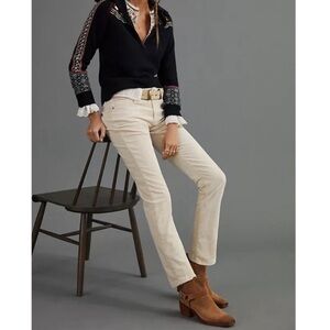{Pilcro} "Mid Rise Slim Boyfriend" Off White Corduroy Straight Leg Jeans Pants